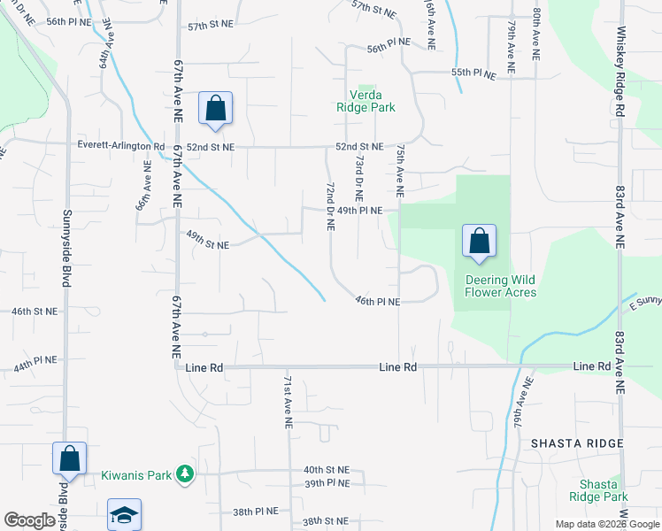 map of restaurants, bars, coffee shops, grocery stores, and more near 4366 72nd Drive Northeast in Marysville