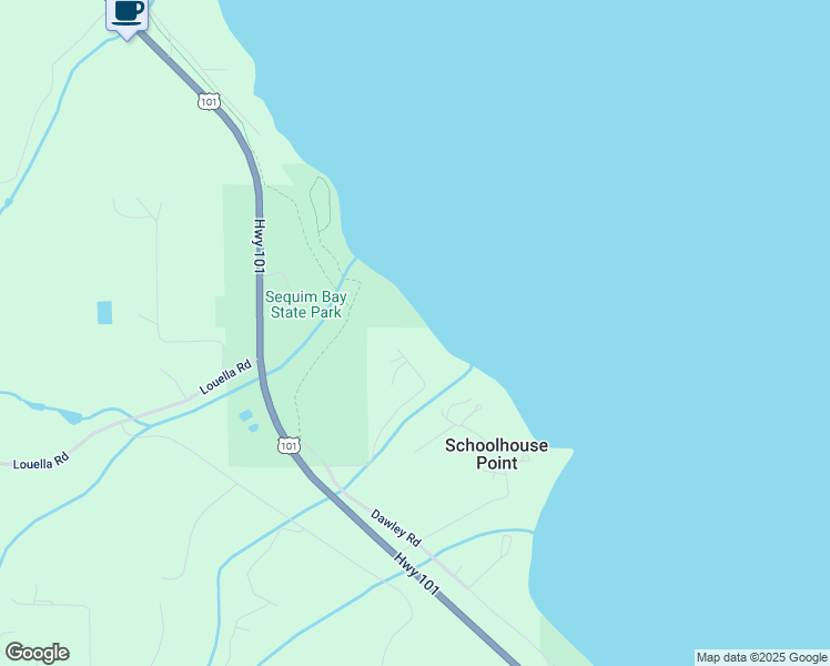 map of restaurants, bars, coffee shops, grocery stores, and more near 356 Schindler Road in Sequim