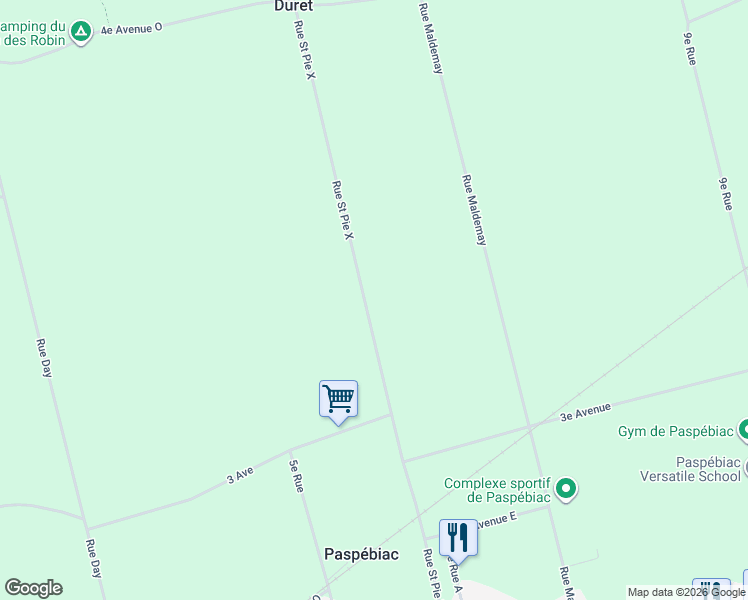 map of restaurants, bars, coffee shops, grocery stores, and more near 267 Rue Saint Pie X in Paspébiac