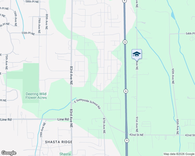 map of restaurants, bars, coffee shops, grocery stores, and more near 8413 42nd Street Northeast in Marysville