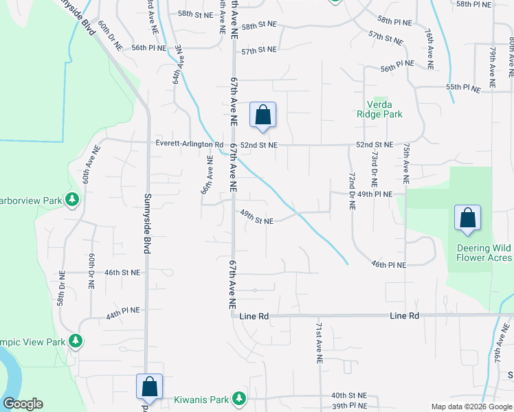 map of restaurants, bars, coffee shops, grocery stores, and more near 6802 49th Place Northeast in Marysville