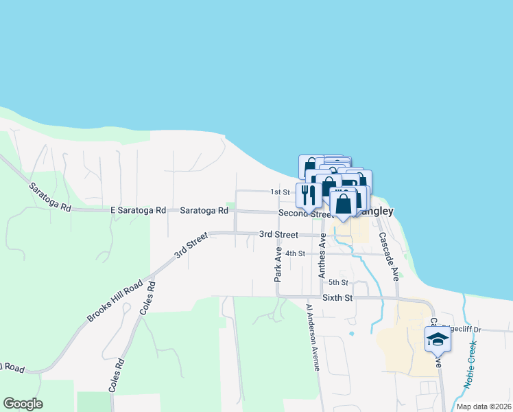 map of restaurants, bars, coffee shops, grocery stores, and more near 620 Second Street in Langley