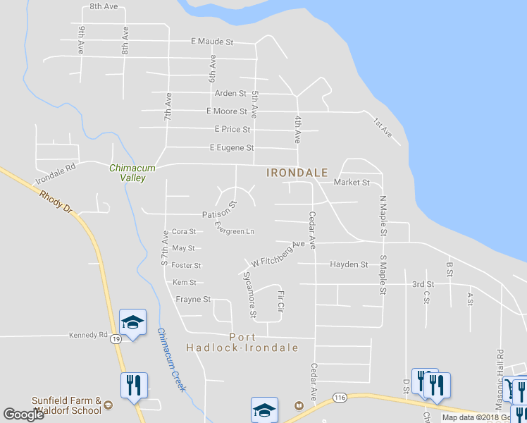 map of restaurants, bars, coffee shops, grocery stores, and more near 91 Noble Lane in Port Hadlock-Irondale