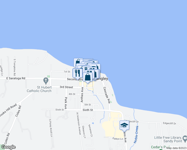 map of restaurants, bars, coffee shops, grocery stores, and more near 107a 1st Street in Langley