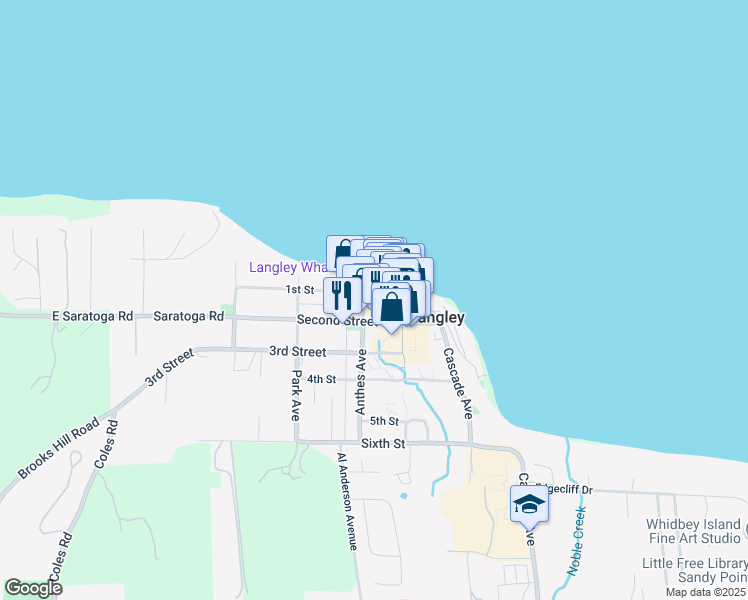map of restaurants, bars, coffee shops, grocery stores, and more near 216 McLeod Alley in Langley