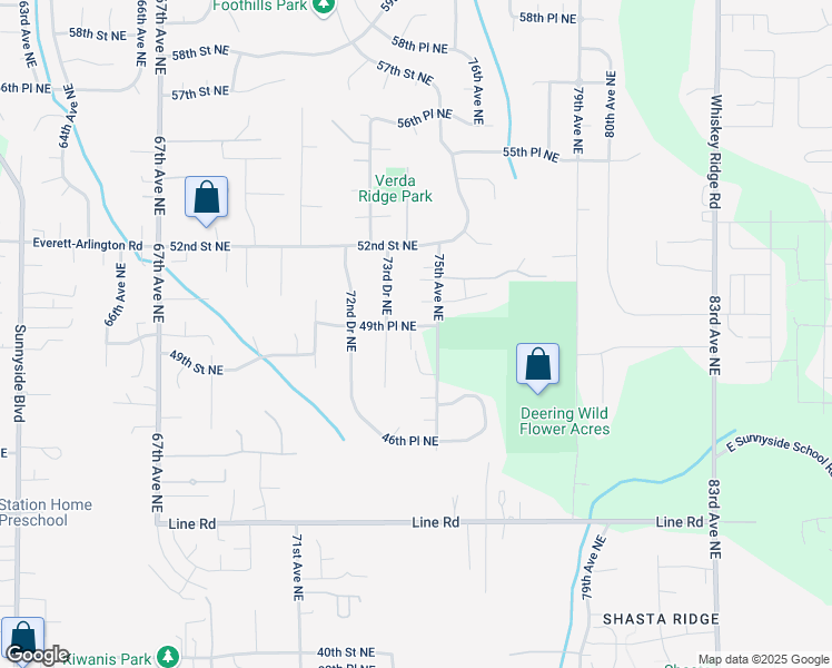 map of restaurants, bars, coffee shops, grocery stores, and more near 7414 49th Place Northeast in Marysville