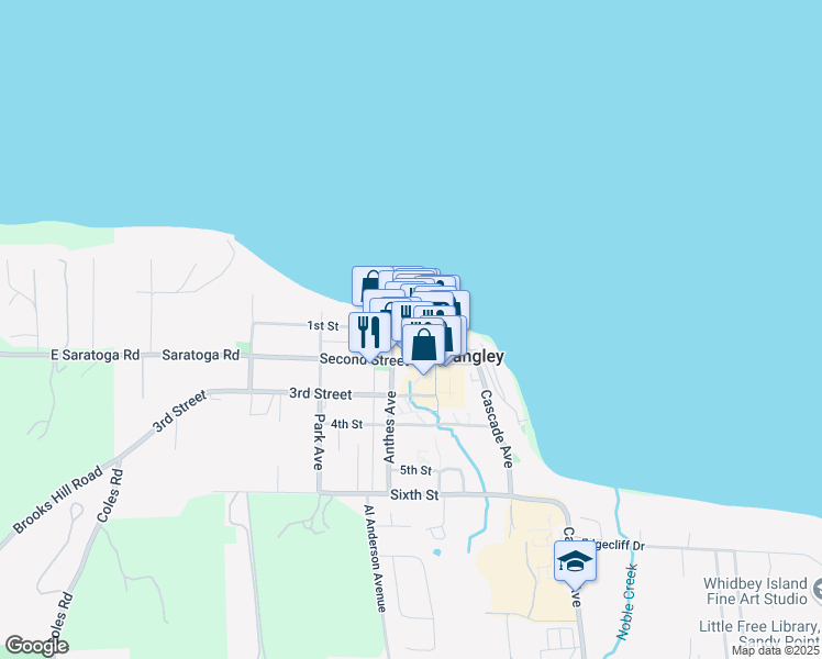 map of restaurants, bars, coffee shops, grocery stores, and more near 216 McLeod Alley in Langley