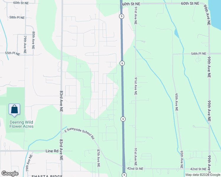 map of restaurants, bars, coffee shops, grocery stores, and more near 5045 87th Drive Northeast in Marysville