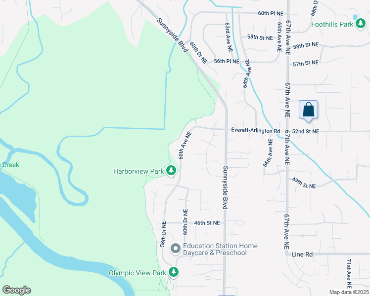 map of restaurants, bars, coffee shops, grocery stores, and more near 5011 60th Avenue Northeast in Marysville