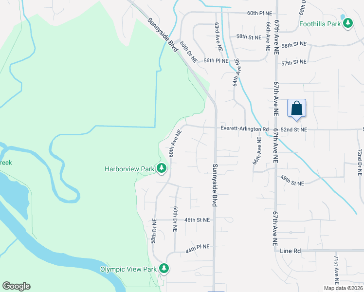 map of restaurants, bars, coffee shops, grocery stores, and more near 6007 50th Street Northeast in Marysville