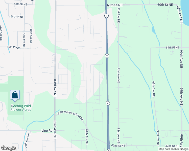 map of restaurants, bars, coffee shops, grocery stores, and more near 5109 87th Avenue Northeast in Marysville