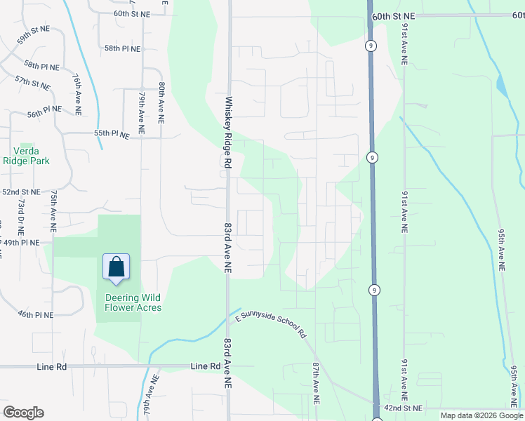 map of restaurants, bars, coffee shops, grocery stores, and more near 5047 84th Avenue Northeast in Marysville