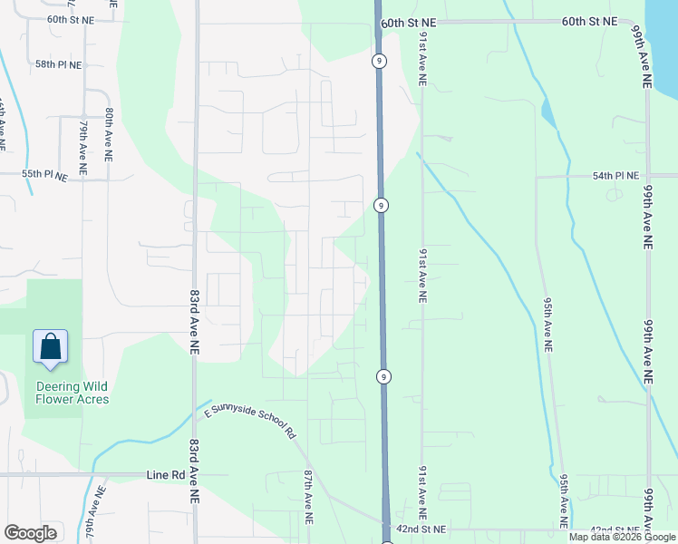 map of restaurants, bars, coffee shops, grocery stores, and more near 5117 87th Drive Northeast in Marysville