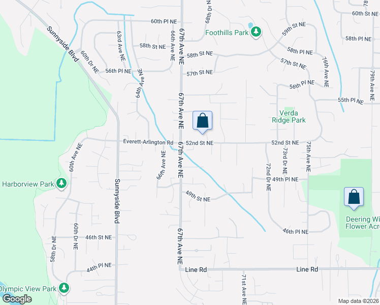 map of restaurants, bars, coffee shops, grocery stores, and more near 6703 50th Place Northeast in Marysville