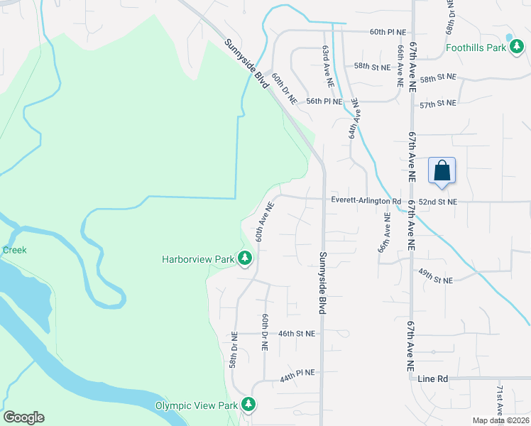map of restaurants, bars, coffee shops, grocery stores, and more near 6007 50th Street Northeast in Marysville