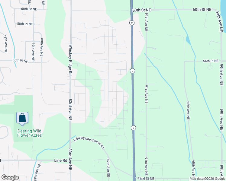 map of restaurants, bars, coffee shops, grocery stores, and more near 5127 87th Avenue Northeast in Marysville