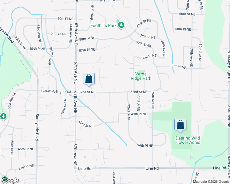map of restaurants, bars, coffee shops, grocery stores, and more near 7101 52nd Street Northeast in Marysville