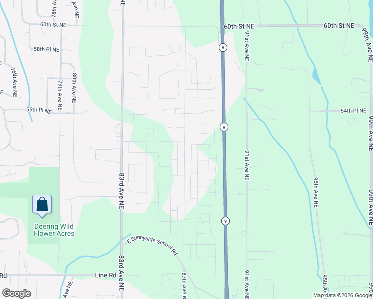 map of restaurants, bars, coffee shops, grocery stores, and more near 5207 87th Avenue Northeast in Marysville