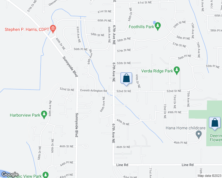 map of restaurants, bars, coffee shops, grocery stores, and more near 5205 66th Drive Northeast in Marysville