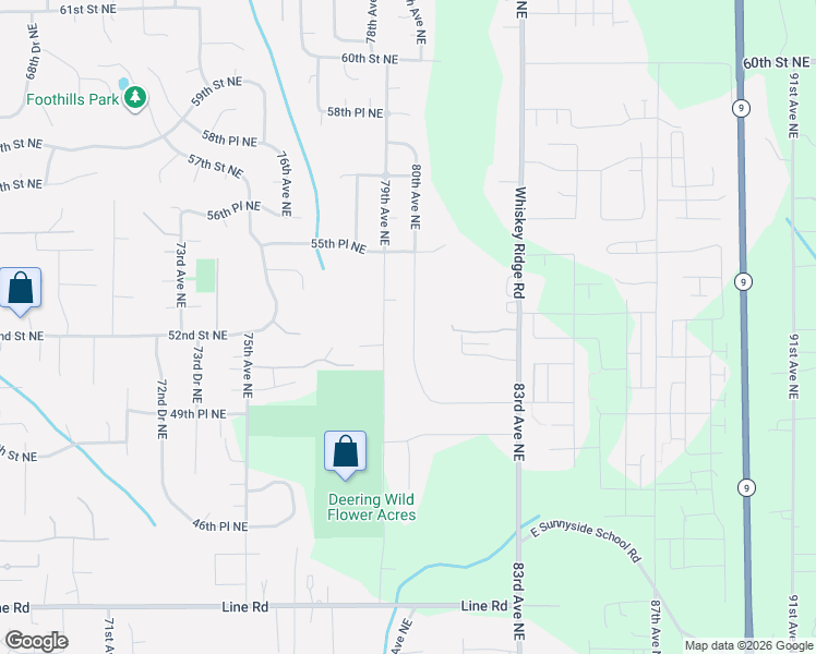 map of restaurants, bars, coffee shops, grocery stores, and more near 5306 80th Avenue Northeast in Marysville