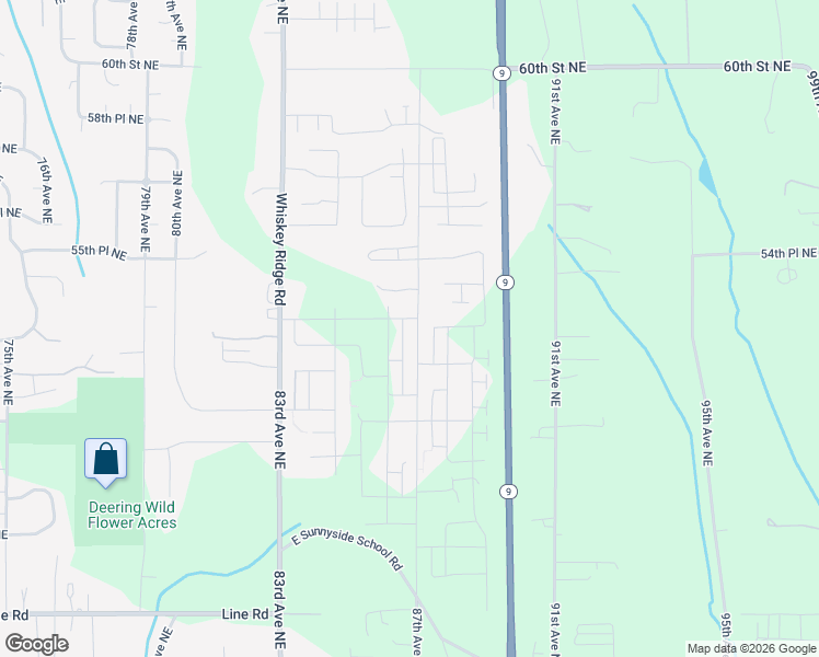 map of restaurants, bars, coffee shops, grocery stores, and more near 5228 87th Avenue Northeast in Marysville