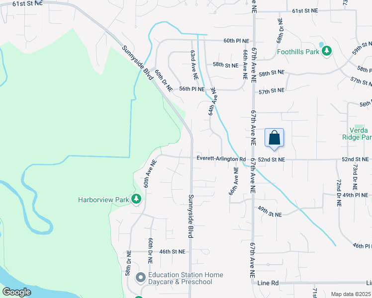 map of restaurants, bars, coffee shops, grocery stores, and more near 5213 61st Drive Northeast in Marysville