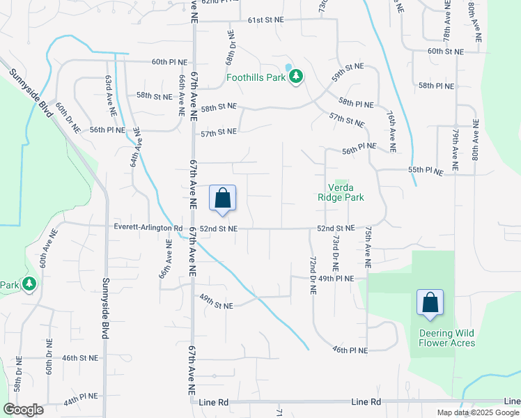 map of restaurants, bars, coffee shops, grocery stores, and more near 5224 69th Drive Northeast in Marysville