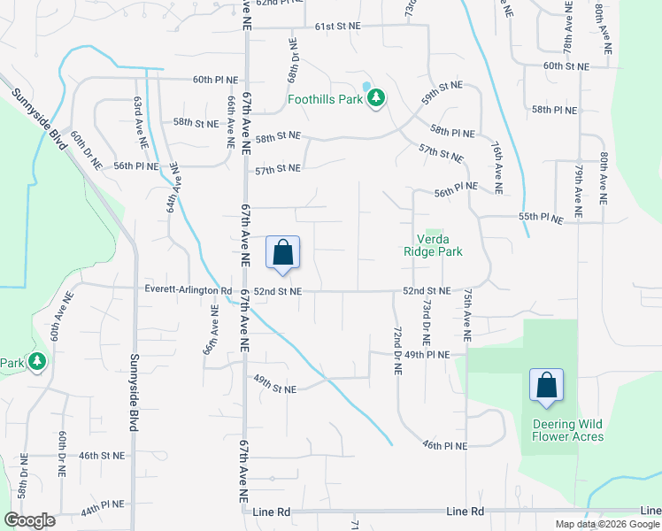 map of restaurants, bars, coffee shops, grocery stores, and more near 5224 69th Drive Northeast in Marysville
