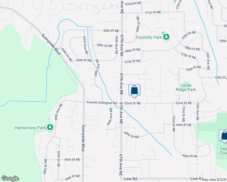 map of restaurants, bars, coffee shops, grocery stores, and more near 5209 66th Drive Northeast in Marysville
