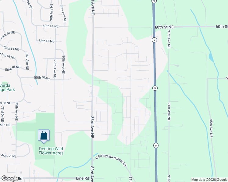map of restaurants, bars, coffee shops, grocery stores, and more near 8536 53rd Place Northeast in Marysville