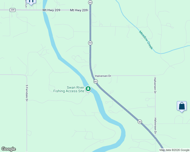map of restaurants, bars, coffee shops, grocery stores, and more near 1205 Swan Highway in Bigfork