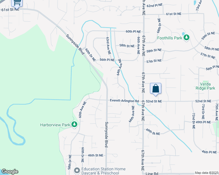 map of restaurants, bars, coffee shops, grocery stores, and more near 5213 61st Drive Northeast in Marysville