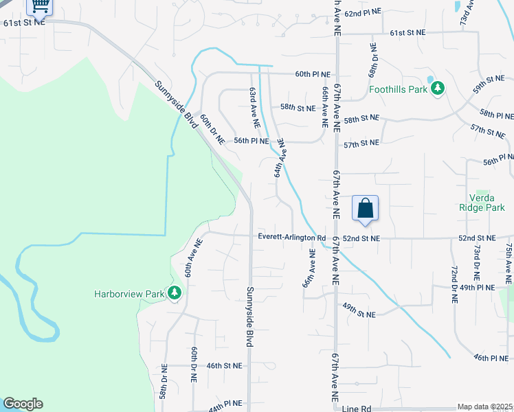 map of restaurants, bars, coffee shops, grocery stores, and more near 5213 61st Drive Northeast in Marysville