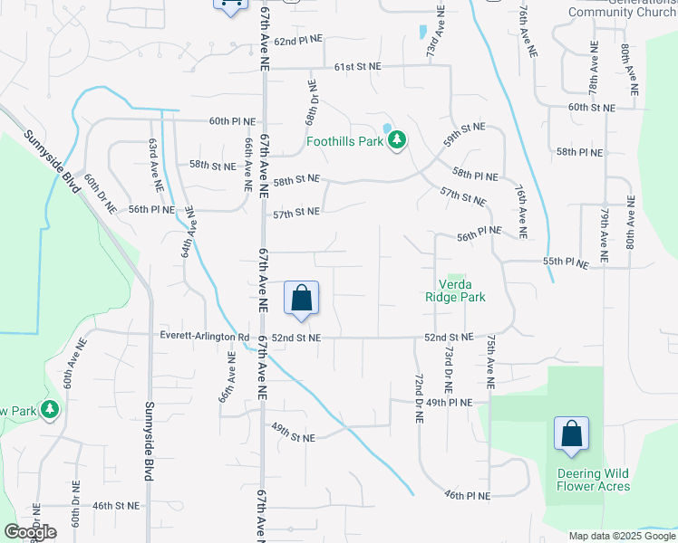 map of restaurants, bars, coffee shops, grocery stores, and more near 6904 54th Place Northeast in Marysville