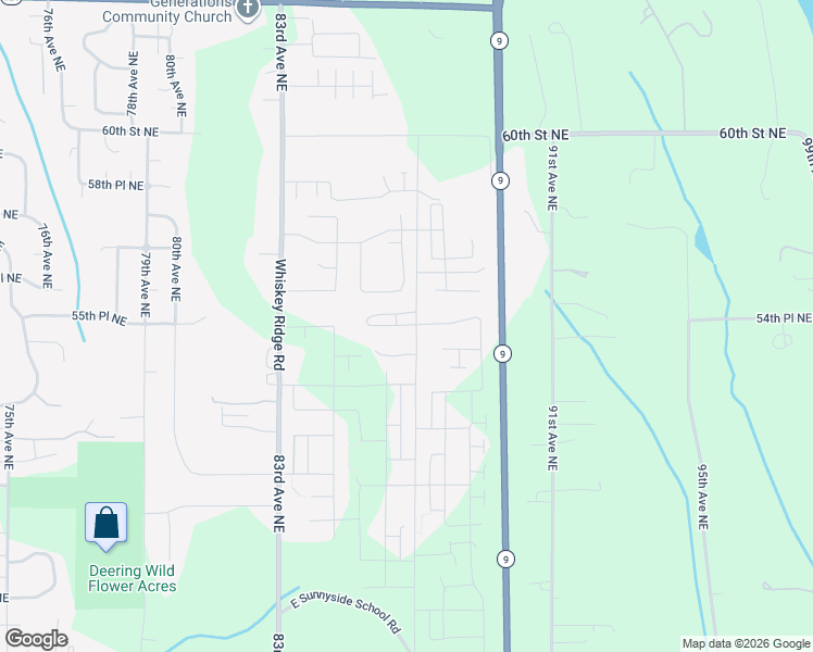 map of restaurants, bars, coffee shops, grocery stores, and more near 5418 87th Avenue Northeast in Marysville