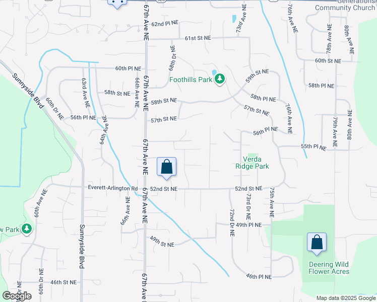 map of restaurants, bars, coffee shops, grocery stores, and more near 6904 54th Place Northeast in Marysville