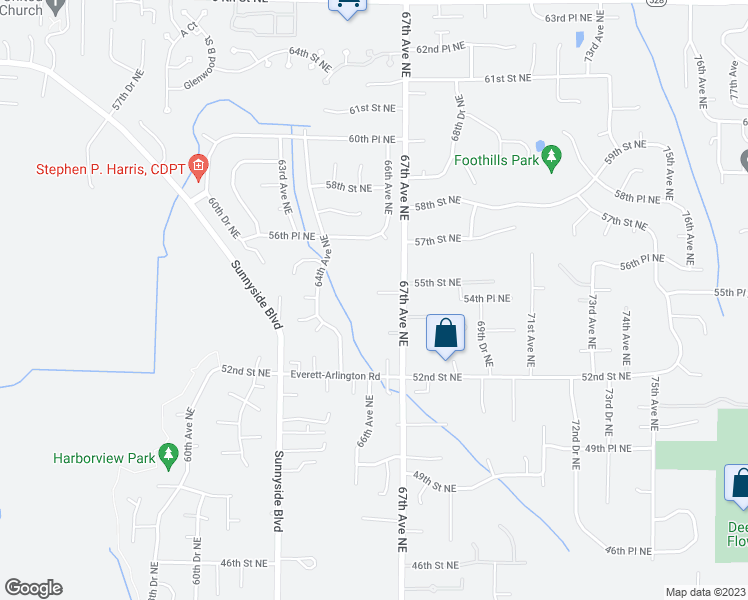 map of restaurants, bars, coffee shops, grocery stores, and more near 6612 54th Place Northeast in Marysville