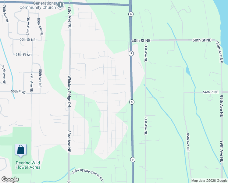 map of restaurants, bars, coffee shops, grocery stores, and more near 8704 54th Street Northeast in Marysville