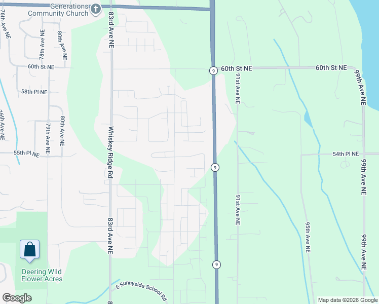 map of restaurants, bars, coffee shops, grocery stores, and more near 8549 54th Street Northeast in Marysville