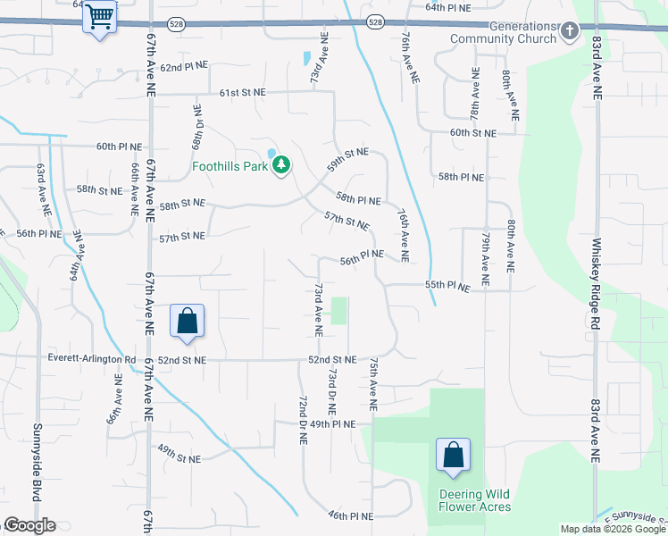 map of restaurants, bars, coffee shops, grocery stores, and more near 7401 56th Place Northeast in Marysville