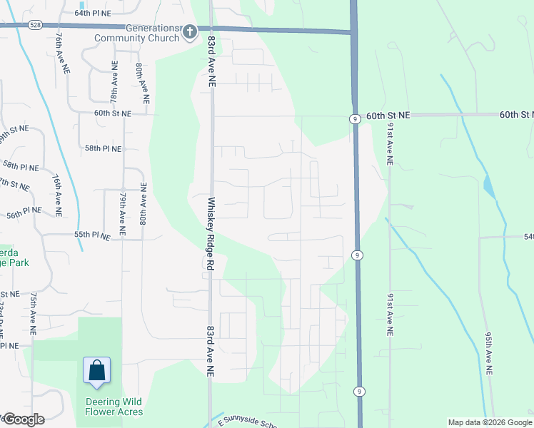 map of restaurants, bars, coffee shops, grocery stores, and more near 6319 85th Drive Northeast in Marysville