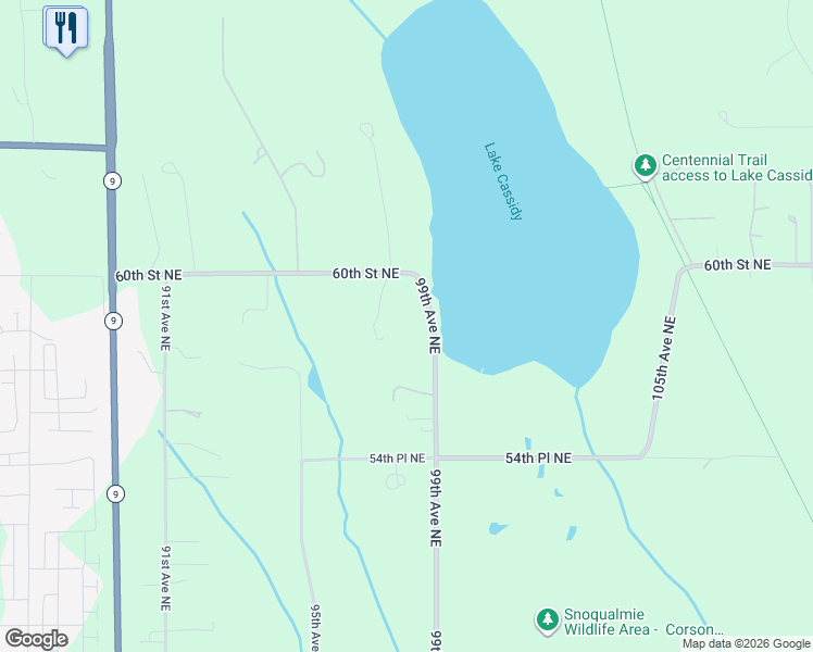 map of restaurants, bars, coffee shops, grocery stores, and more near 5711 99th Avenue Northeast in Lake Stevens
