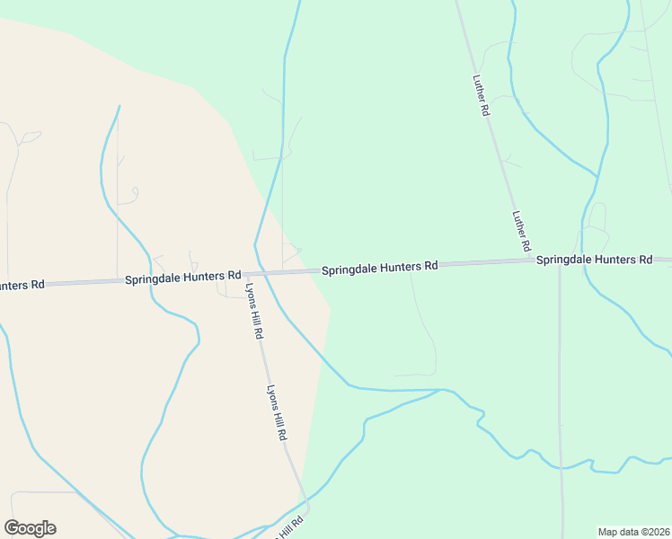 map of restaurants, bars, coffee shops, grocery stores, and more near 4438 Springdale Hunters Road in Springdale