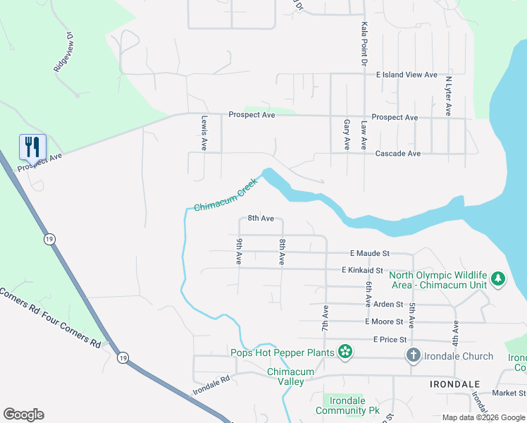 map of restaurants, bars, coffee shops, grocery stores, and more near 186 West Melissa in Port Hadlock-Irondale