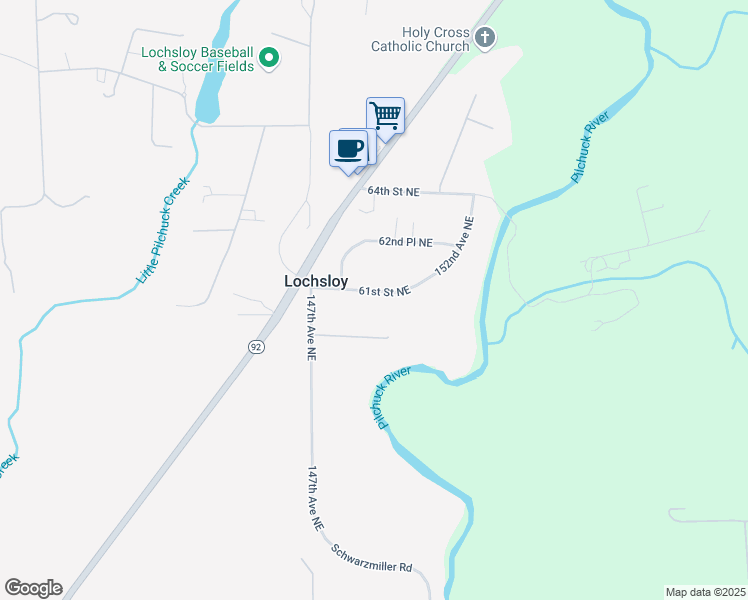 map of restaurants, bars, coffee shops, grocery stores, and more near 14902 61st Street Northeast in Lake Stevens