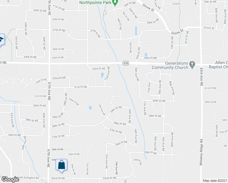 map of restaurants, bars, coffee shops, grocery stores, and more near 6003 74th Avenue Northeast in Marysville