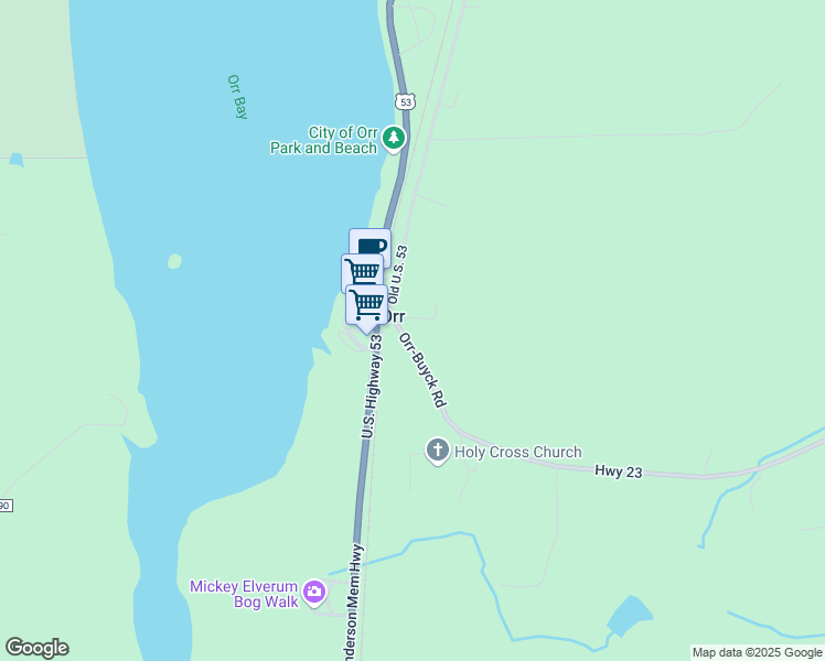 map of restaurants, bars, coffee shops, grocery stores, and more near 10690 Highway 23 in Orr