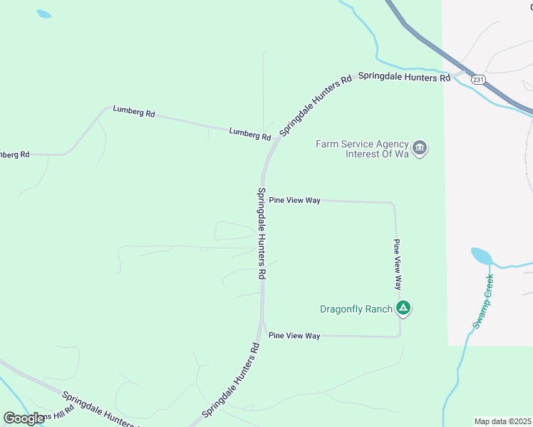 map of restaurants, bars, coffee shops, grocery stores, and more near 4048 Pine View Way in Springdale