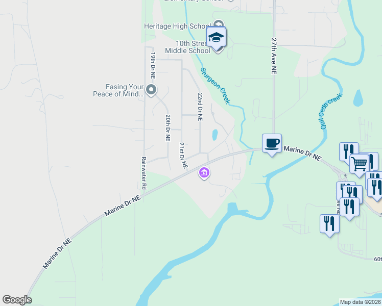 map of restaurants, bars, coffee shops, grocery stores, and more near 2201 Sturgeon Drive in Tulalip Bay