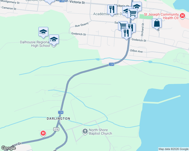 map of restaurants, bars, coffee shops, grocery stores, and more near 329 Renfrew Street in Dalhousie
